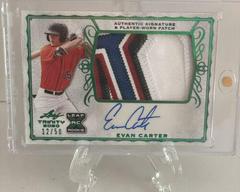 Evan Carter [Green] #PA-EC2 Baseball Cards 2020 Leaf Trinity Patch Autographs Prices