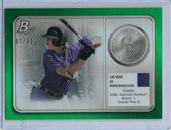 Zac Veen [Green] #MM-3 Baseball Cards 2022 Bowman Platinum Minted in Merit Prices