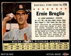 Ernie Broglio [Hand Cut] #179 Baseball Cards 1961 Post Cereal Prices