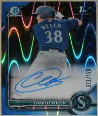 Charlie Welch [Blue RayWave Refractor] #CPA-CW Baseball Cards 2022 Bowman Chrome Prospect Autographs Prices
