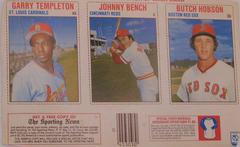Butch Hobson, Garry Templeton, Johnny Bench [Hand Cut Panel] Baseball Cards 1979 Hostess Prices