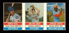 Jim Palmer, Jorge Orta, Mike Vail [L Panel Hand Cut] Baseball Cards 1976 Hostess Prices