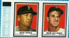Don Hoak [Bob Allison] Baseball Cards 1962 Topps Stamp Panels Prices