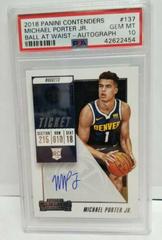 Michael Porter Jr. [Ball at Waist Autograph] Basketball Cards 2018 Panini Contenders Prices