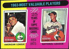 1963 MVP's [E. Howard, S. Koufax] Baseball Cards 1975 Topps Mini Prices