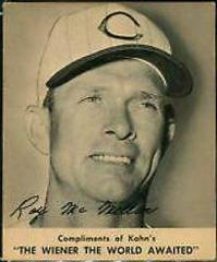 Roy McMillan Baseball Cards 1959 Kahn's Wieners Prices