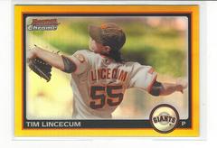Tim Lincecum [Gold Refractor] #132 Baseball Cards 2010 Bowman Chrome Prices