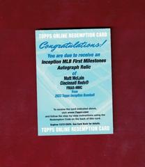 Matt McLain #FMAR-MMC Baseball Cards 2023 Topps Inception MLB First Milestones Autograph Relics Prices