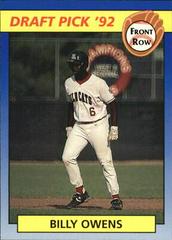 Billy Owens Baseball Cards 1992 Front Row Draft Picks Prices