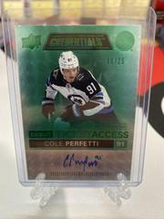 Cole Perfetti [Green] #DTAA-CP Hockey Cards 2021 Upper Deck Credentials Debut Ticket Access Autographs Prices