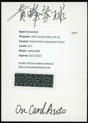 LaMelo Ball [Autograph Choice] #153 Basketball Cards 2020 Panini Donruss Optic Prices