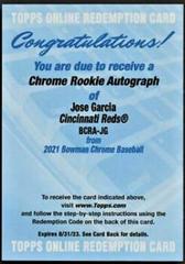 Jose Garcia #BCRA-JG Baseball Cards 2021 Bowman Chrome Rookie Autographs Prices