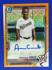 Armando Cruz [Orange Refractor] #CPA-AC Baseball Cards 2021 Bowman Chrome Prospect Autographs Prices