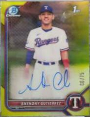Anthony Gutierrez [Yellow Refractor] #CPA-AG Baseball Cards 2022 Bowman Chrome Prospect Autographs Prices