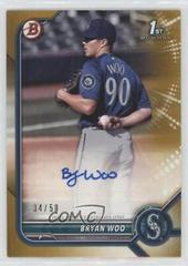 Bryan Woo [Gold] #PPA-BW Baseball Cards 2022 Bowman Paper Prospect Autographs Prices