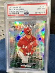 Bryce Harper [Green Refractor] #100 Baseball Cards 2013 Finest Prices
