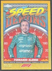 Fernando Alonso [Gold Refractor] #SD-FA Racing Cards 2023 Topps Chrome Formula 1 Speed Demons Prices