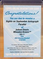 Jackson Chourio [Autograph] Baseball Cards 2023 Bowman Sights on September Prices