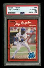 Greg Vaughn #37 Baseball Cards 1990 Donruss Prices