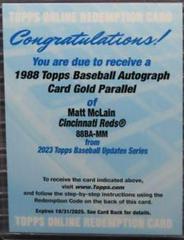 Matt McLain [Gold] #88BA-MM Baseball Cards 2023 Topps Update 1988 Autographs Prices