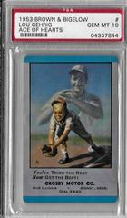 Lou Gehrig [Ace of Hearts] Baseball Cards 1953 Brown & Bigelow Gehrig Prices
