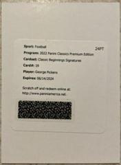 George Pickens [Signature] #CB-19 Football Cards 2022 Panini Classics Beginnings Prices