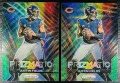 Justin Fields [Green Wave] #3 Football Cards 2023 Panini Prizm Prizmatic Prices