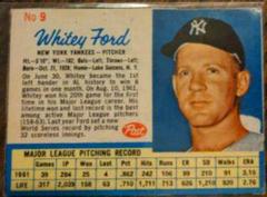 Whitey Ford [Hand Cut] #9 Baseball Cards 1962 Post Cereal Prices