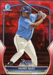 Xavier Isaac [Red Sapphire] #BDC-120 Baseball Cards 2023 Bowman Draft Chrome Sapphire Prices