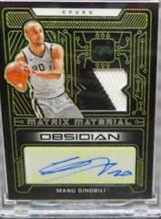 Manu Ginobili [Yellow] Basketball Cards 2021 Panini Obsidian Matrix Material Autographs Prices