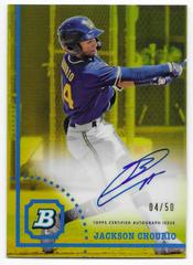Jackson Chourio [Gold] #CPA-JC Baseball Cards 2022 Bowman Heritage Chrome Prospect Autographs Prices