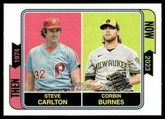Steve Carlton, Corbin Burnes Baseball Cards 2023 Topps Heritage Then and Now Prices