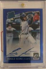Ronald Acuna Jr. [Blue] #RRS-RA Baseball Cards 2018 Panini Donruss Optic Rated Rookie Signatures Prices