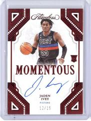 Jaden Ivey [Ruby] #29 Basketball Cards 2022 Panini Flawless Momentous Autograph Prices