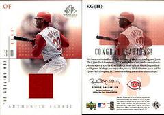 Ken Griffey Jr. [Reds Home] #KGH Baseball Cards 2001 SP Game Used Authentic Fabric Prices