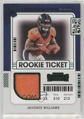 Javonte Williams #RST-JWI Football Cards 2021 Panini Contenders Rookie Ticket Swatches Prices