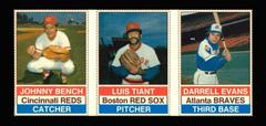 Darrell Evans, Johnny Bench, Luis Tiant [Hand Cut Panel] Baseball Cards 1976 Hostess Prices