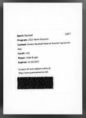 Vidal Brujan [Material Booklet Red Signature] Baseball Cards 2022 Panini Absolute Prices