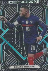 Kylian Mbappe [Electric Etch Neon Blue Flood] Soccer Cards 2021 Panini Obsidian Prices