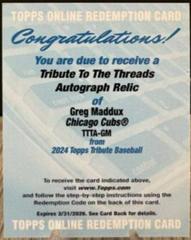 Greg Maddux Baseball Cards 2024 Topps Tribute Threads Autograph Relic Prices
