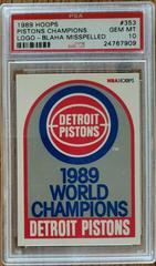 Pistons Champions [Logo Blaha Misspelled] Basketball Cards 1989 Hoops Prices