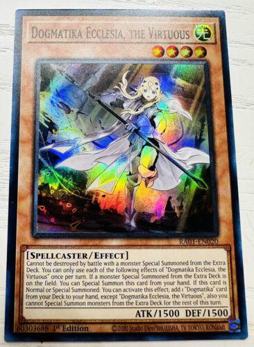 CH01-DE014 Dogmatika Ecclesia, Die Tugendhafte – Secret Rare – Deutsch 1. Auflage – Yu-Gi-Oh! The Chronicles Deck: The Fallen & The Virtuous – Inkl. LMS Fieldcenter-Karte