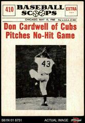 Don Cardwell of Cubs Pitches #410 Baseball Cards 1961 NU Card Scoops Prices