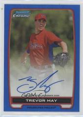 Trevor May [Blue Wave Refractor Autograph] Baseball Cards 2012 Bowman Chrome Prospects Prices
