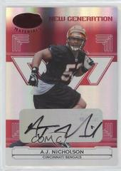 A.J. Nicholson [Mirror Red Autograph] #163 Football Cards 2006 Leaf Certified Materials Prices