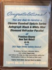 Francisco Alvarez [Black White Mini Diamond] #AC-FA Baseball Cards 2023 Topps Chrome Update Autographs Prices