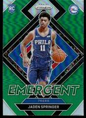Jaden Springer [Green Prizm] #26 Basketball Cards 2021 Panini Prizm Emergent Prices
