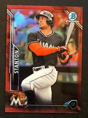Giancarlo Stanton [Red Refractor] #91 Baseball Cards 2016 Bowman Chrome Prices