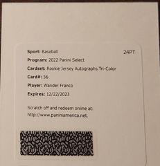 Wander Franco [Tri Color] #RJA-WF Baseball Cards 2022 Panini Select Rookie Jersey Autographs Prices
