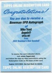 Mike Trout Baseball Cards 2022 Bowman's Best UFO Autographs Prices
